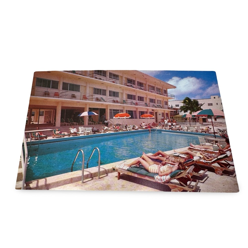 Vintage The Olympia Motel Miami Beach Florida Swimming Pool Unused Postcard